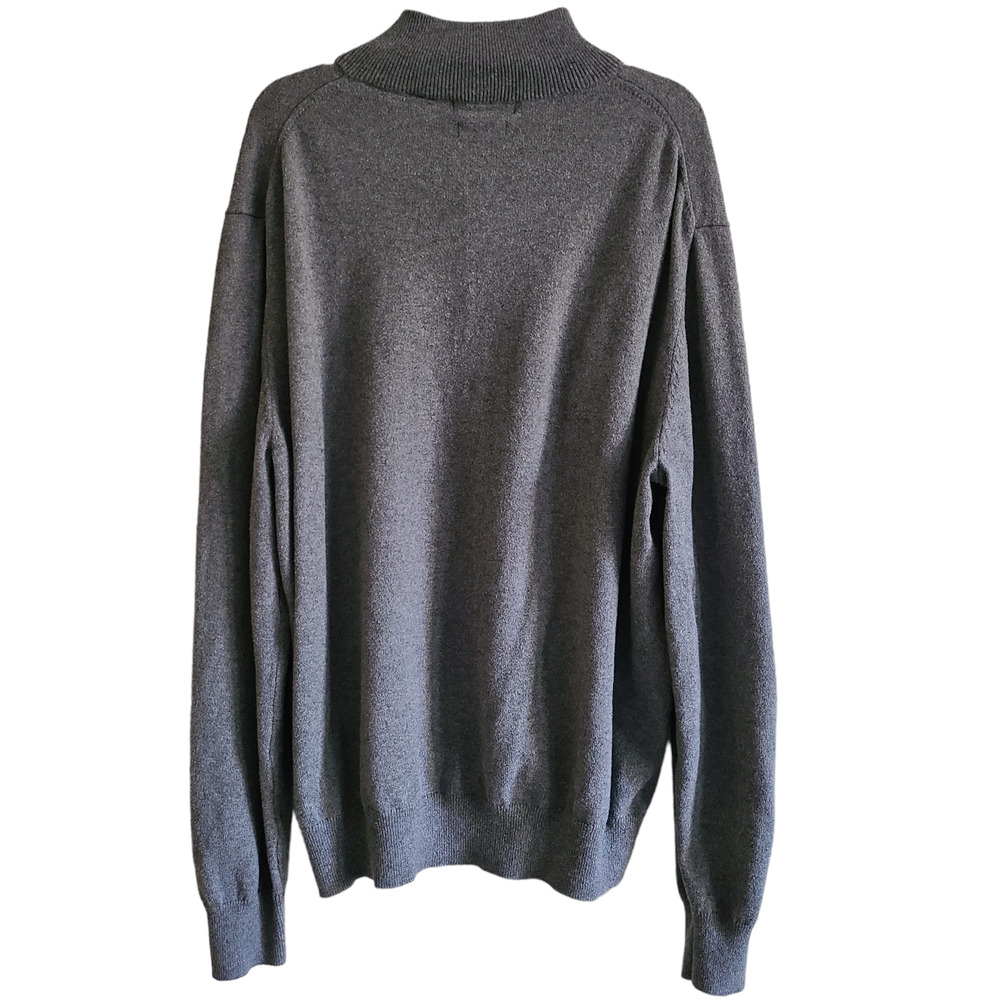 ALAN FLUSSER Gray 1/4 Zip Cotton Cashmere Blend Long Sleeve Sweater Men's Large - Picture 2 of 9